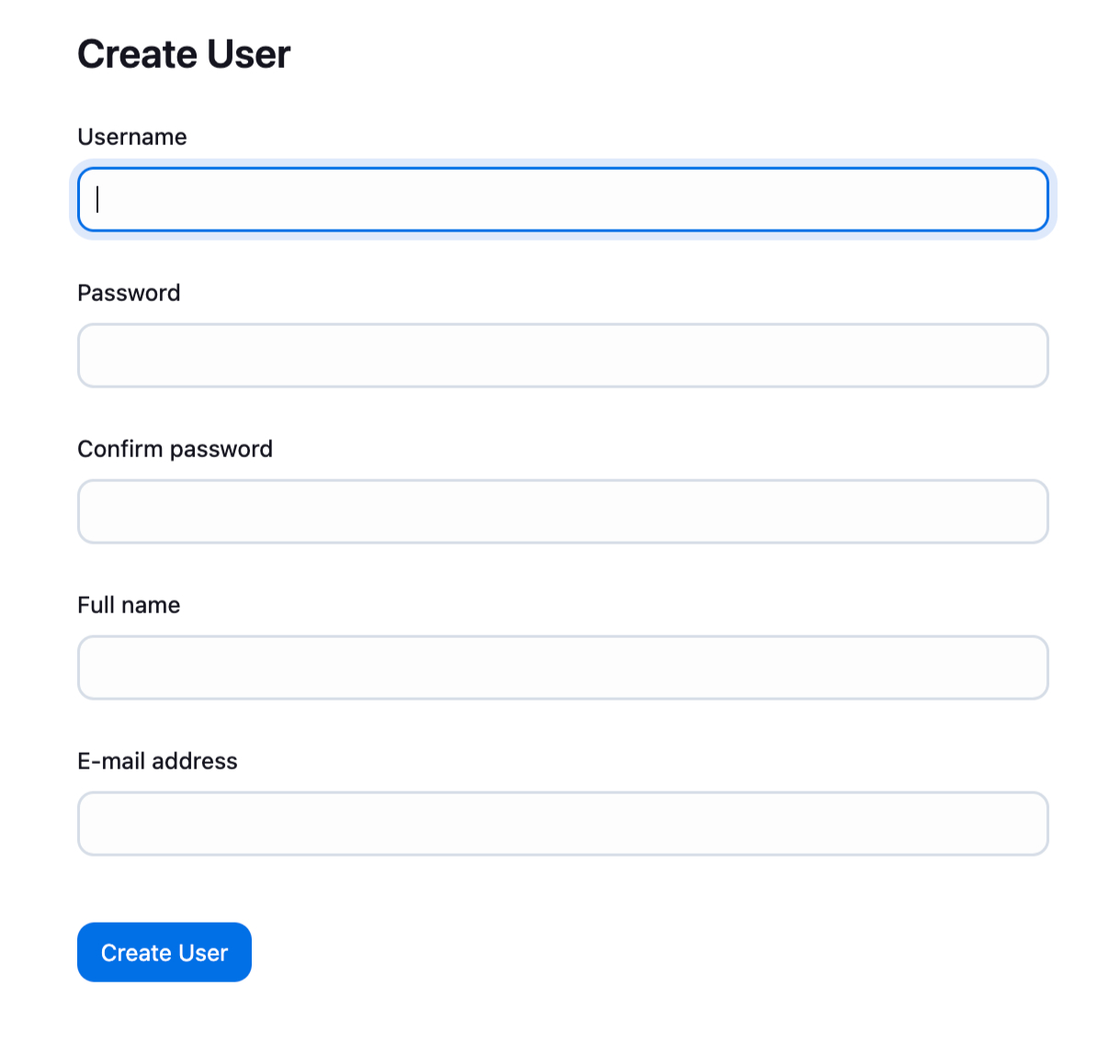 Accessing the Create User Page