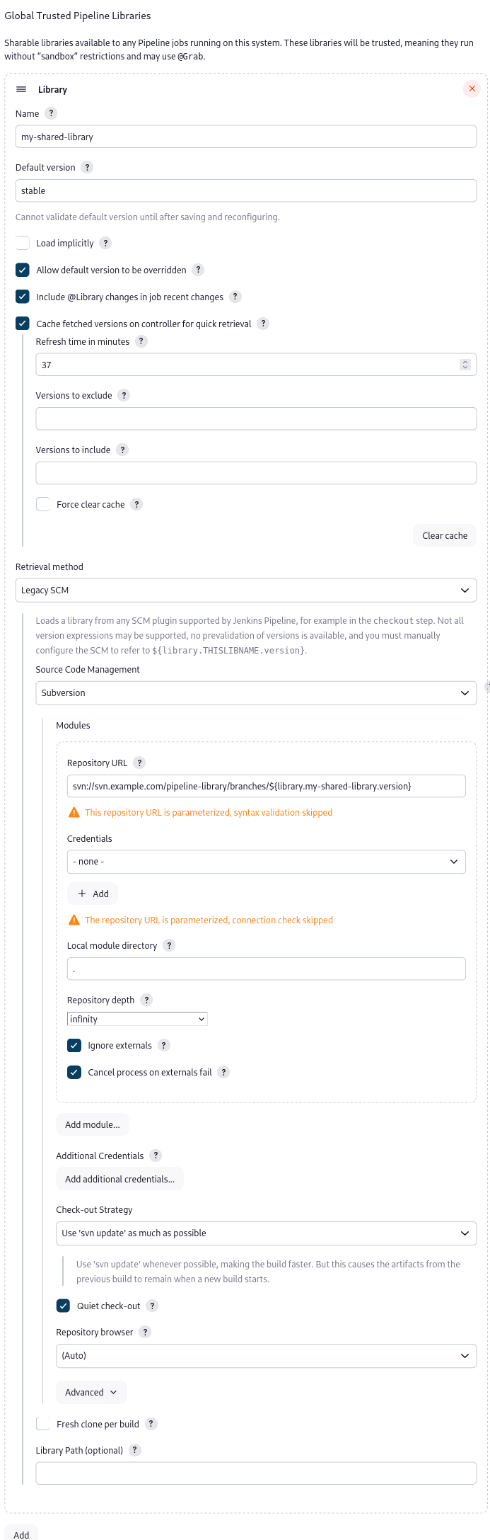 Configuring a 'Legacy SCM' for a Pipeline Library