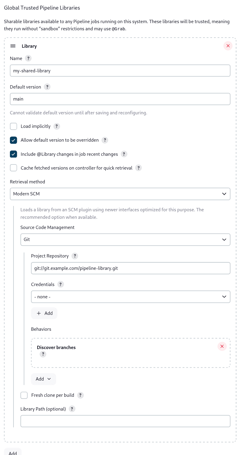 Configuring a 'Modern SCM' for a Pipeline Library