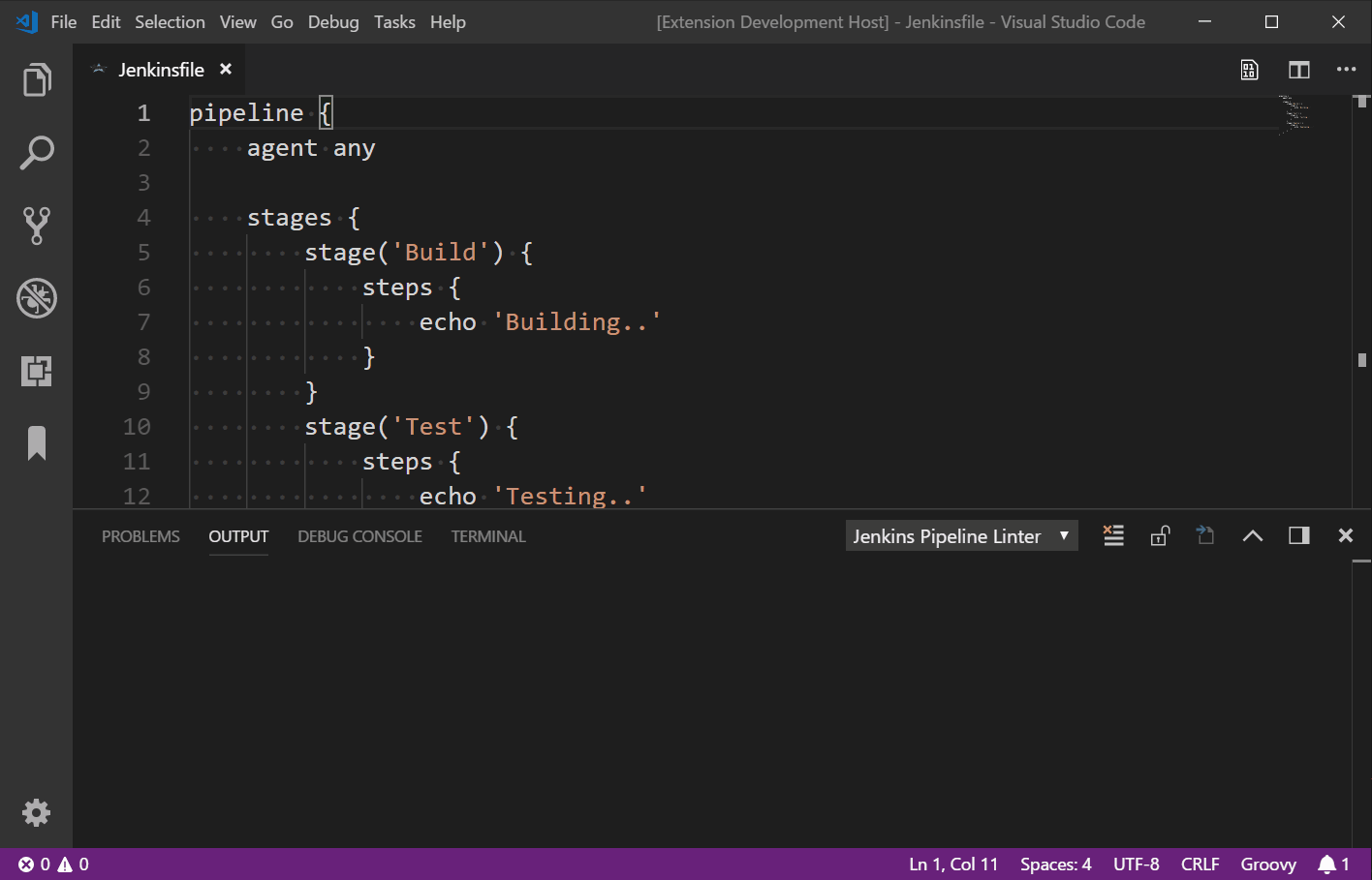 Validate your Jenkinsfile from within VS Code